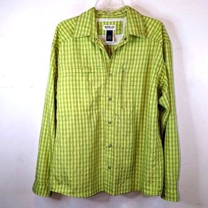 Magellan No Fly Zone Insect Repellent Snap Front Pockets Green Plaid Shirt L/S L